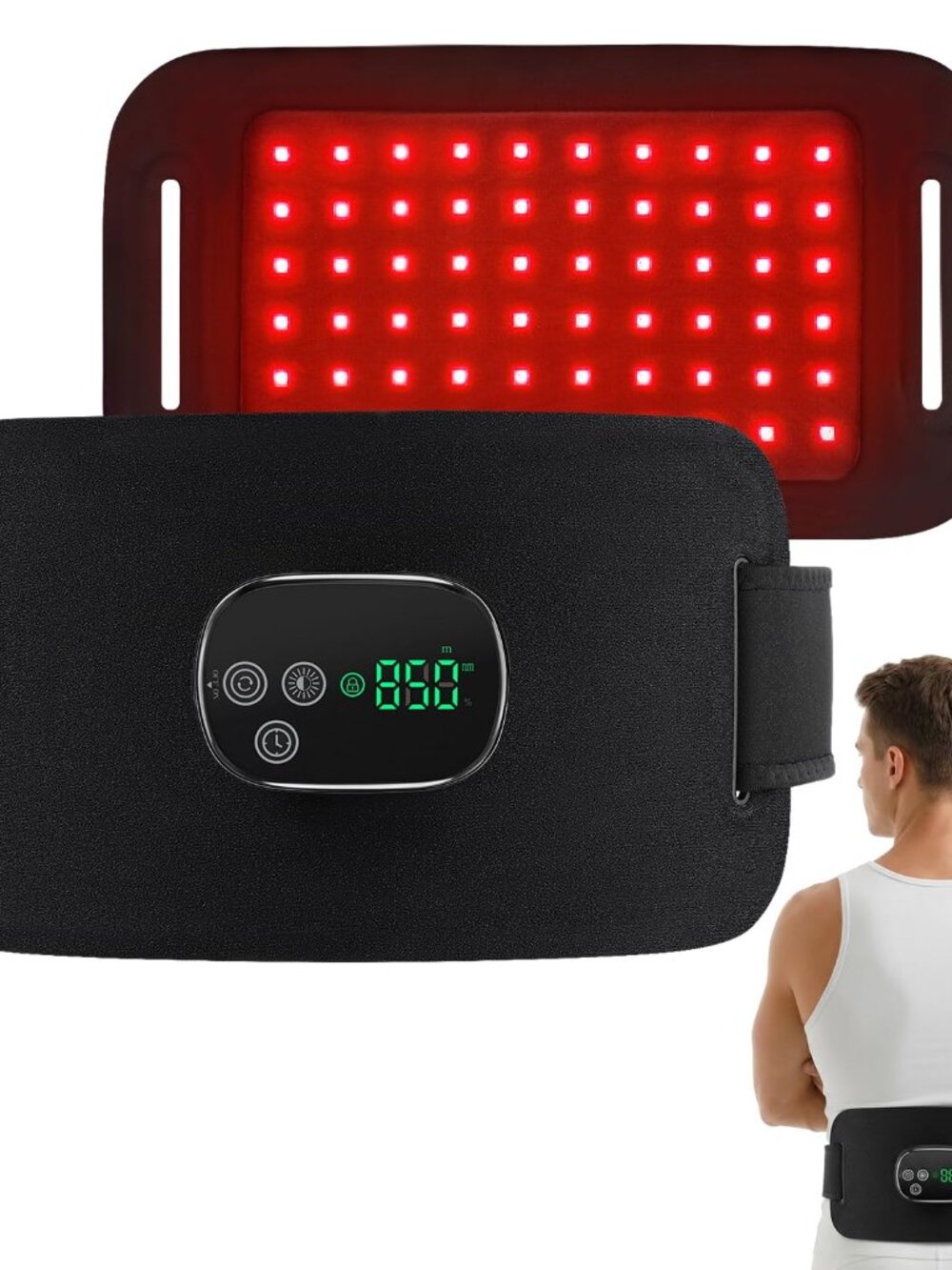 NEW Cordless Heating Pad for Back 660nm LED Waist Belt Wrap with Heat 4